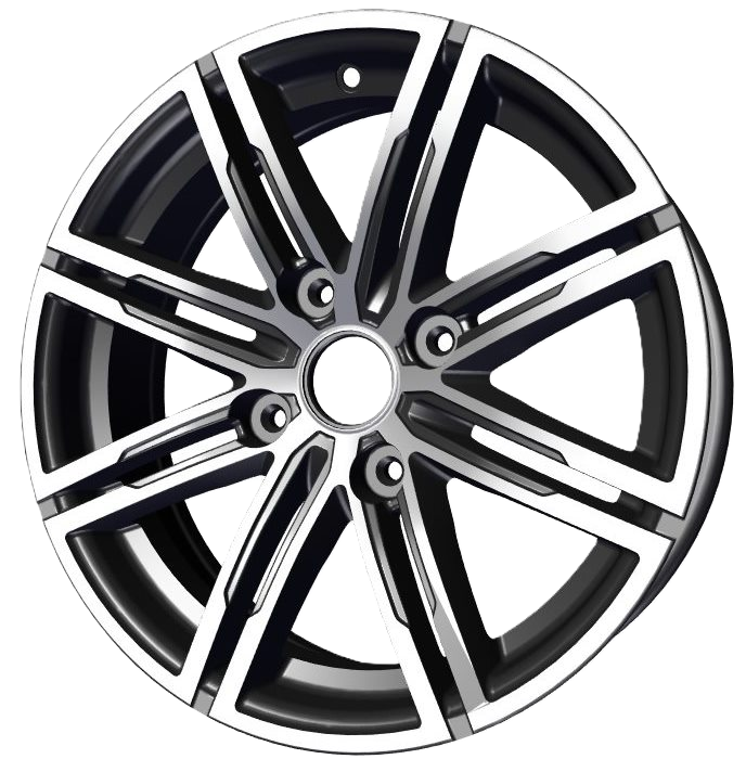 Alufelge 8 Doppelspeichen Diamant/schwarz 15"